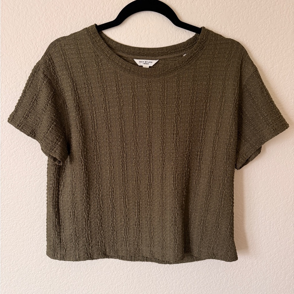 Max Studio Olive Short Sleeve Top